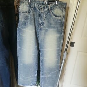 Marc Ecko Blue Relaxed Jeans with Vintage-Inspired Fading